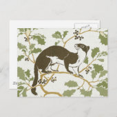 アールヌーボーワイルドライフイラストレーションミンク ポストカード (正面/裏面)