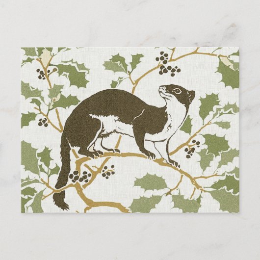 アールヌーボーワイルドライフイラストレーションミンク ポストカード (正面)