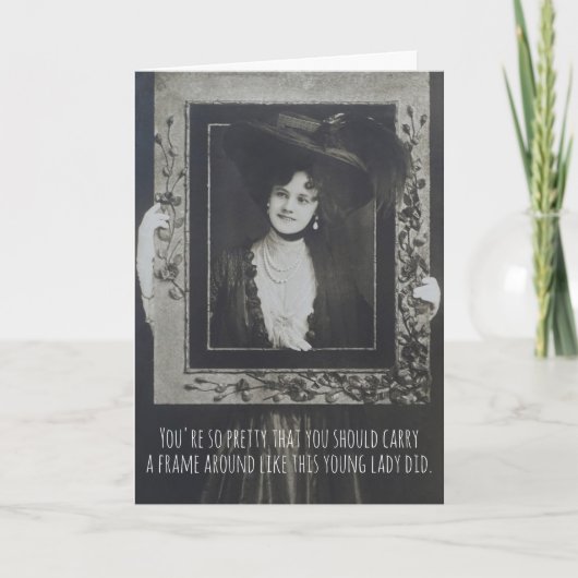 アールヌーボーヴィンテージかわいらしレディーフレーム誕生日 カード (正面)