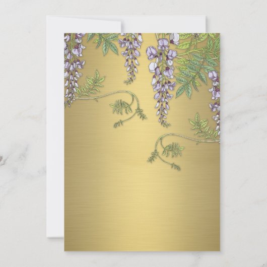 アールヌーボーヴィンテージウィステリアフローラブライダルシャワー 招待状 (裏面)