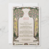 アールヌーボーヴィンテージウェディング詳細カードとツリー 招待状 (正面)