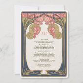 アールヌーボーヴィンテージウェディング詳細カードとツリー 招待状 (正面)