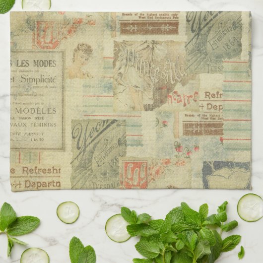 アールヌーボーヴィンテージオートクチュールアートデコデコパウゲ キッチンタオル (折り畳み)