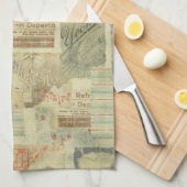 アールヌーボーヴィンテージオートクチュールアートデコデコパウゲ キッチンタオル (四つ折り)