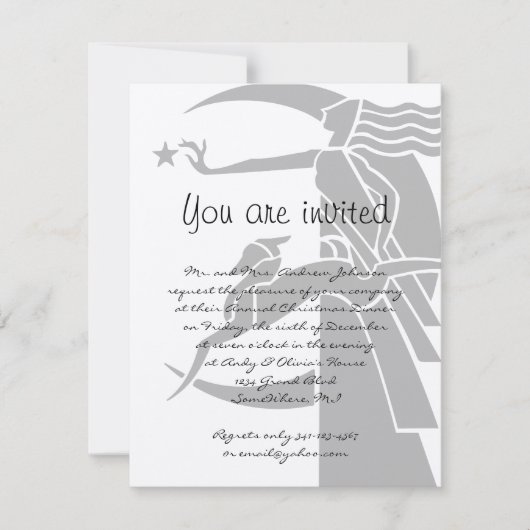 アールヌーボーヴィンテージクリスマスディナーパーティー招待状 招待状 (正面)