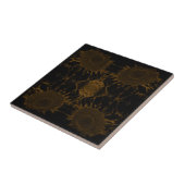 アールヌーボーヴィンテージサンフラワーブラック金ゴールドフローラ タイル (側面)