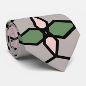 アールヌーボーヴィンテージスタイルグレイ、グリーン、ピンク、 ネクタイ (ロール)