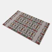 アールヌーボーヴィンテージスタイルグレー、緑、黄、 ドアマット (アングル)