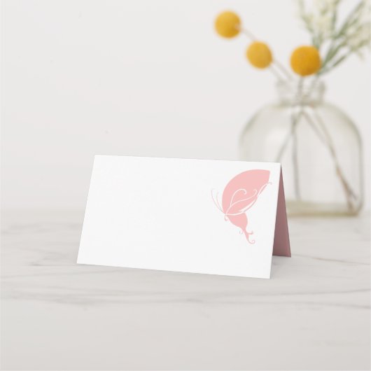 アールヌーボーヴィンテージダスティピンクバタフ結婚ィーズ プレイスカード (正面)