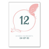 アールヌーボーヴィンテージバタフライダスティピンク結婚ズ テーブルナンバー (正面)