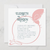 アールヌーボーヴィンテージバタフライディウスティピンク結婚ズ 招待状 (正面)