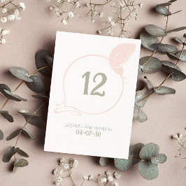 アールヌーボーヴィンテージバタフライ赤面結婚ピンク テーブルナンバー