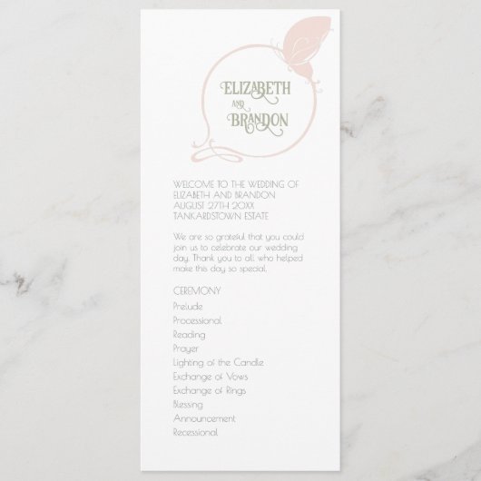 アールヌーボーヴィンテージバタフライ赤面結婚ピンク プログラム (正面)