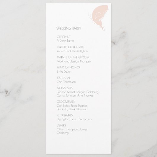 アールヌーボーヴィンテージバタフライ赤面結婚ピンク プログラム (裏面)