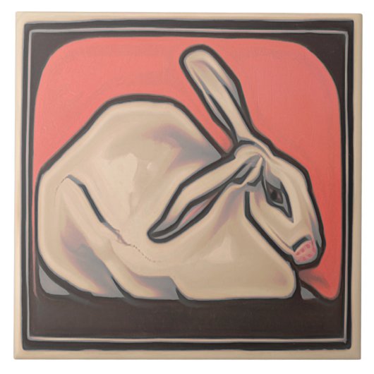 アールヌーボーヴィンテージバニーラビットアニマルテーマ タイル (正面)