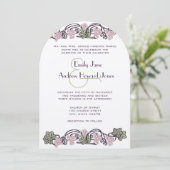 アールヌーボーヴィンテージピンクビネヤードウエディング招待状 招待状 (スタンド正面)
