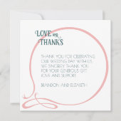 アールヌーボーヴィンテージピンク結婚蝶の写真 サンキューカード (正面)