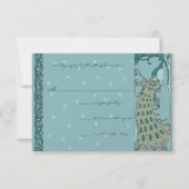 アールヌーボーヴィンテージピーコックウェディングRSVP 出欠カード (正面)