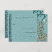 アールヌーボーヴィンテージピーコックウェディングRSVP 出欠カード (正面/裏面)