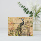 アールヌーボーヴィンテージ孔雀フランスの国 ポストカード (スタンド正面)