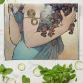 アールヌーボーヴィンテージ1897 "フルーツ"アルフォンスミュシャ キッチンタオル (折り畳み)