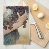 アールヌーボーヴィンテージ1897 "フルーツ"アルフォンスミュシャ キッチンタオル (四つ折り)