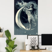 アールヌーボー三日月の女性 ポスター (ホームオフィス)