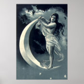 アールヌーボー三日月の女性 ポスター (正面)