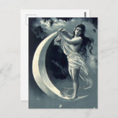 アールヌーボー三日月の女性 ポストカード (正面/裏面)