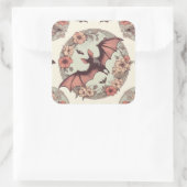 アールヌーボー不気味こうもりイラストレーションホラーかわいらしラー スクエアシール (バッグ)