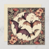 アールヌーボー不気味こうもりイラストレーションホラーかわいらしラー 招待状 (正面/裏面)