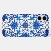 アールヌーボー中国のタイル – コバルトブルー&ホワイト Case-Mate iPhoneケース (裏面 (横))