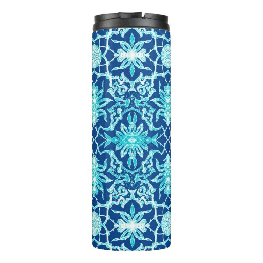 アールヌーボー中国のタイル、ブルー、ターコイズ タンブラー (裏面)