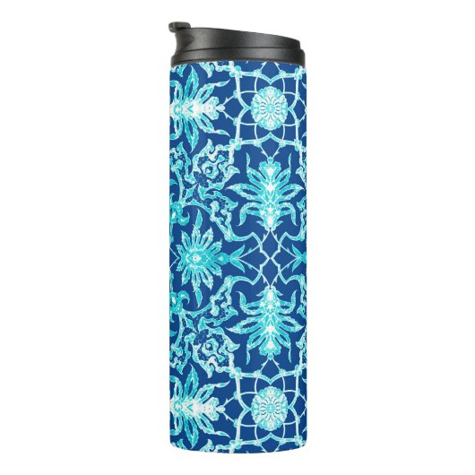 アールヌーボー中国のタイル、ブルー、ターコイズ タンブラー (回転右)