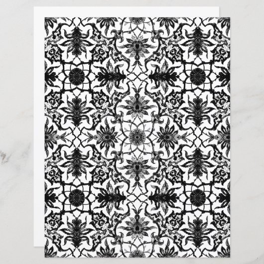 アールヌーボー中国のパターン、白黒 (正面/裏面)