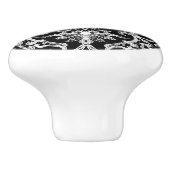 アールヌーボー中国のパターン – 黒の上に白 セラミックノブ (側面)
