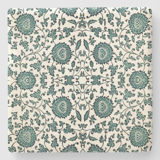 アールヌーボー中国の花柄の再現 ストーンコースター (正面)