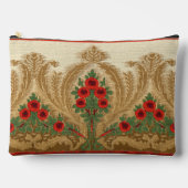 アールヌーボー丸オレンジの花スペード形葉 アクセサリーポーチ (正面)