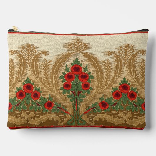 アールヌーボー丸オレンジの花スペード形葉 アクセサリーポーチ (正面)