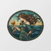 アールヌーボー人魚ステンドグラス窓にしがみつく ウィンドウサイン (シート)