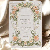 アールヌーボー写真結婚のピーチランヌカルス 招待状