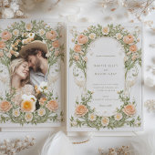 アールヌーボー写真結婚のピーチランヌカルス 招待状