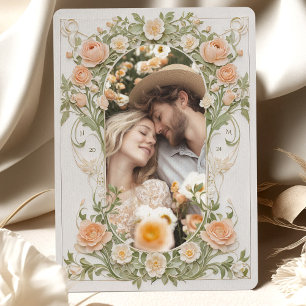 アールヌーボー写真結婚のピーチランヌカルス 招待状