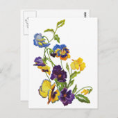 アールヌーボー刺繍パンジー ポストカード (正面/裏面)