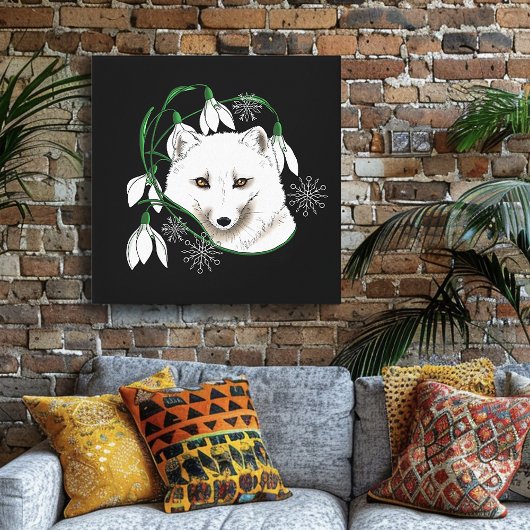 アールヌーボー北極白キツネ キャンバスプリント