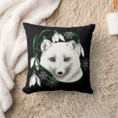 アールヌーボー北極白キツネ クッション (ブランケット)
