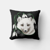 アールヌーボー北極白キツネ クッション (正面)