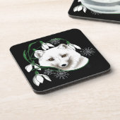 アールヌーボー北極白キツネ コースター (左側)
