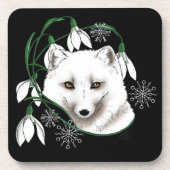 アールヌーボー北極白キツネ コースター (正面)