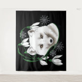 アールヌーボー北極白キツネ タペストリー (正面)